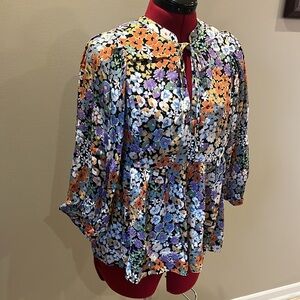NWOT Anthropologie Impressionist Floral Print State Peasant Blouse in Sz XS